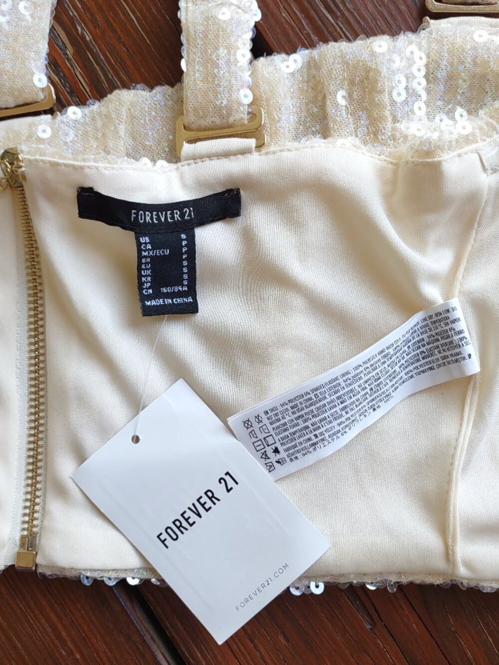 Forever 21 Sequin Bustier Cami Top Size Small Festival Party Sparkle Indie Glam - Picture 5 of 8